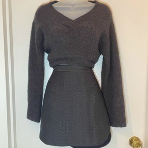 Madewell dolphin hem mini skirt, charcoal, 0